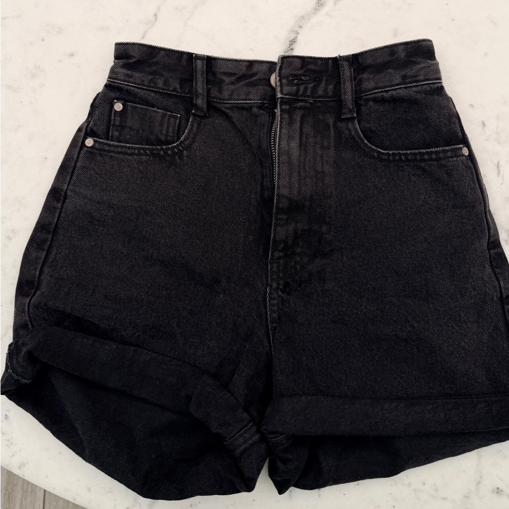 High-Waist Black Denim Women’s Shorts